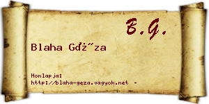 Blaha Géza névjegykártya