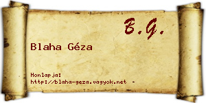 Blaha Géza névjegykártya